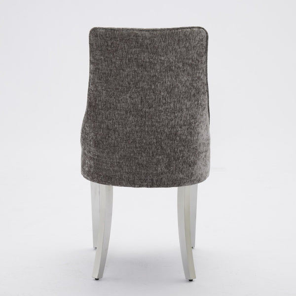 English Elm Rayon Upholstered Chenille Dining Chairs Set Of 2 With Silver Stainless Steel Legs For Elegant Comfort W1143P293316-GIGA