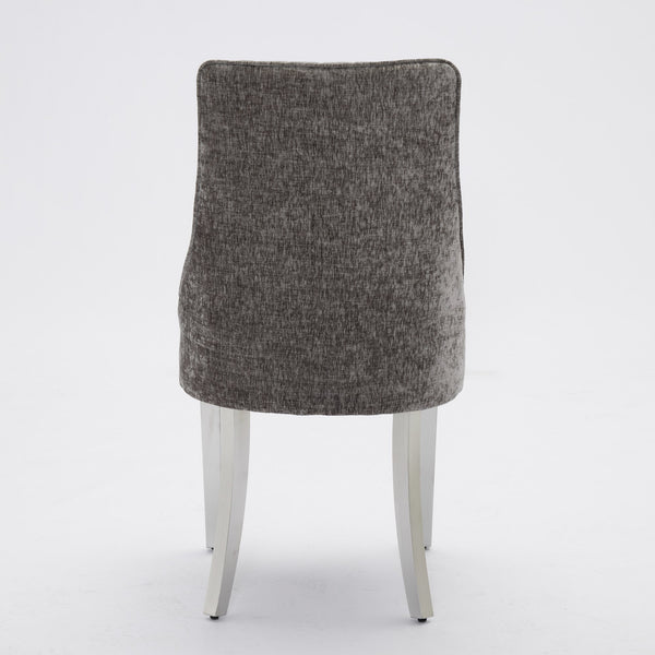 English Elm Rayon High Back Dining Chair Set with Plush Flocking Upholstery, Golden Stainless Legs, Comfort-Focused Design W1143P293316 W1143P293316