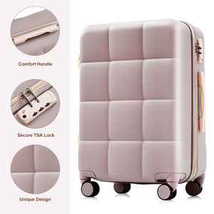 English Elm Luggage Set of 3 Abs Hard Shell Suitcases with Spinner Wheels and Built in Cup Holder Brown N726P296016B
