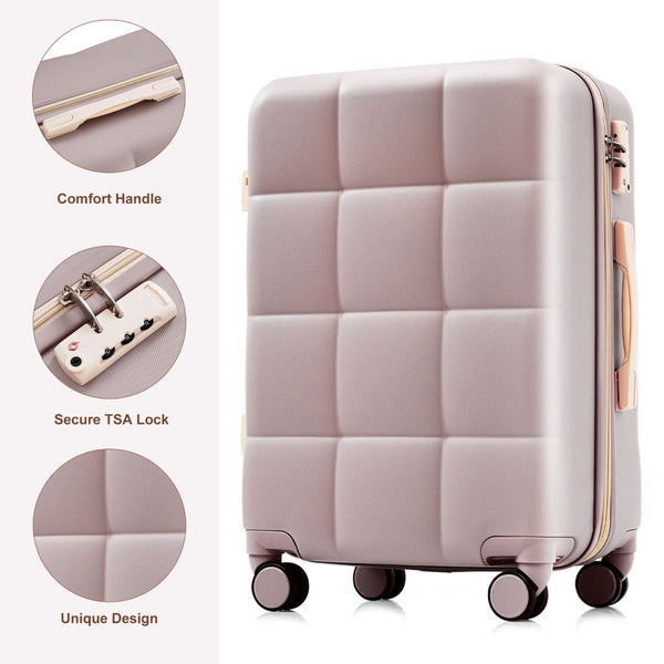 English Elm Luggage Set of 3 Abs Hard Shell Suitcases with Spinner Wheels and Built in Cup Holder Brown N726P296016B