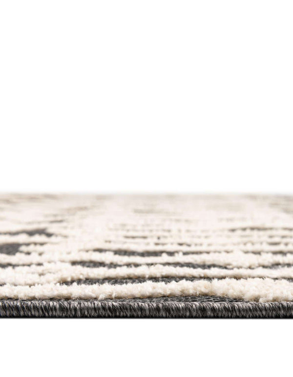 Unique Loom Arlo Lenny Machine Made Tribal Rug Charcoal, Ivory 7' 1" x 7' 1"