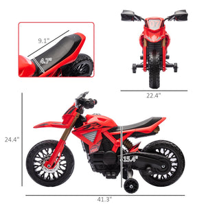 English Elm Qaba Kids Electric Dirt Bike 6v Battery Powered Ride on with Training Wheels Ages 3 to 8 Red W2225P249808