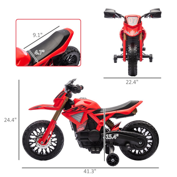 English Elm Qaba Kids Electric Dirt Bike 6v Battery Powered Ride on with Training Wheels Ages 3 to 8 Red W2225P249808