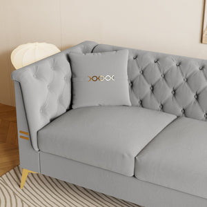 English Elm Fx-P83-Lg4 Compact Mid-Century Modern Sofa With Soft Faux Sherpa & Gold Accents For Luxury Comfort W576S00223