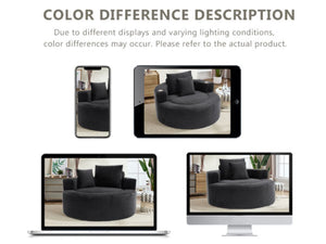 English Elm Round Cloud Sectional Sofa Bed with Memory Foam Cushions for Studio Living Spaces Black W3224P444284