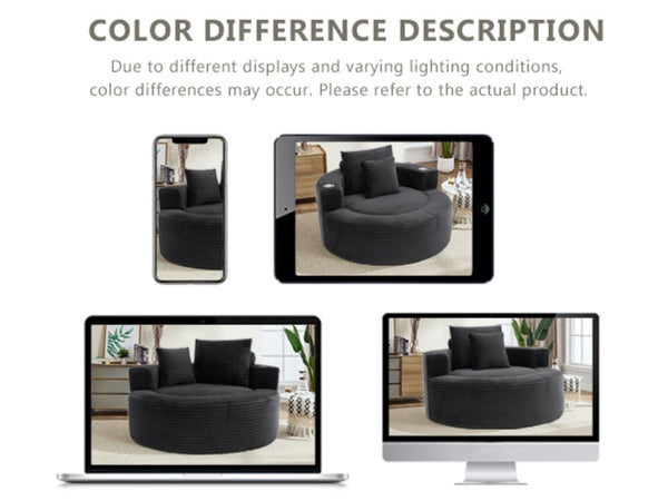 English Elm Round Cloud Sectional Sofa Bed with Memory Foam Cushions for Studio Living Spaces Black W3224P444284