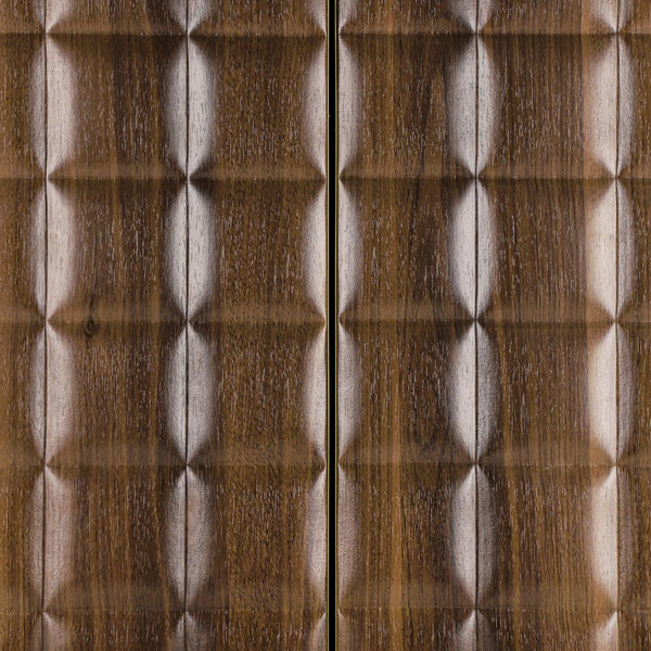 English Elm Christopher Knight Home® - Modern 4-Door Storage Cabinet with 3D Geometric Doors, Metal Trim, Durable MDF Top, 61.25"L x19"W x12.2"H Brown N760P324554D