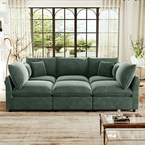 English Elm Swivel Barrel Accent Chair Chenille Tufted Round Club Seat for Living Room Lounge Green N719S002300F