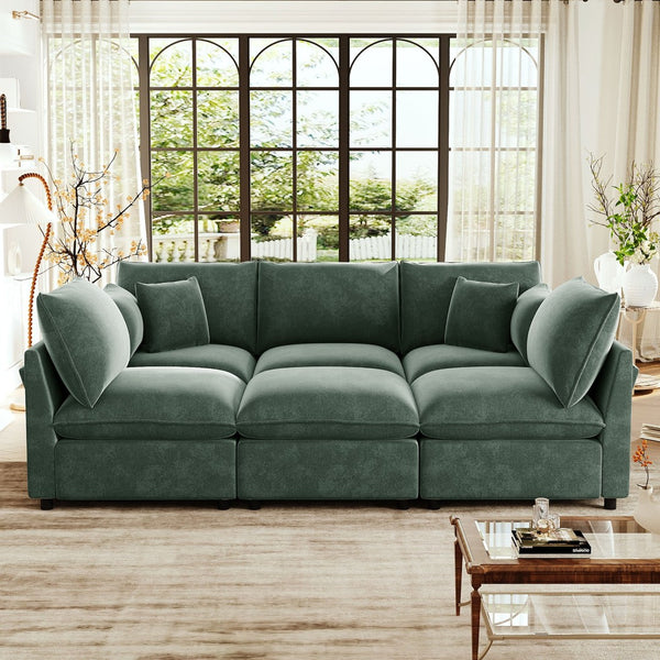 English Elm Swivel Barrel Accent Chair Chenille Tufted Round Club Seat for Living Room Lounge Green N719S002300F