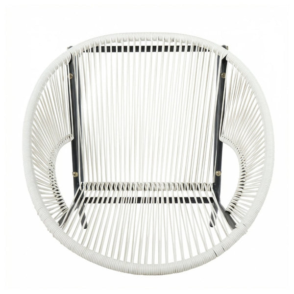 English Elm Nusa Outdoor Pe Rattan Conversation Set with Acacia Wood Coffee Table Patio White NUSA4PCSET-WHI