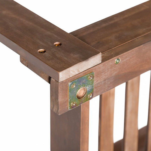 English Elm TOPMAX Acacia Wood Twin Porch Swing Bed Frame with High Back, 350lb Capacity & 118" Hemp Ropes Brown N717P265795D