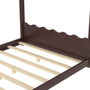 English Elm Twin House Frame Floor Bed Solid Pine Kids Room Montessori Low Profile Play Nook Espresso W1580P387842