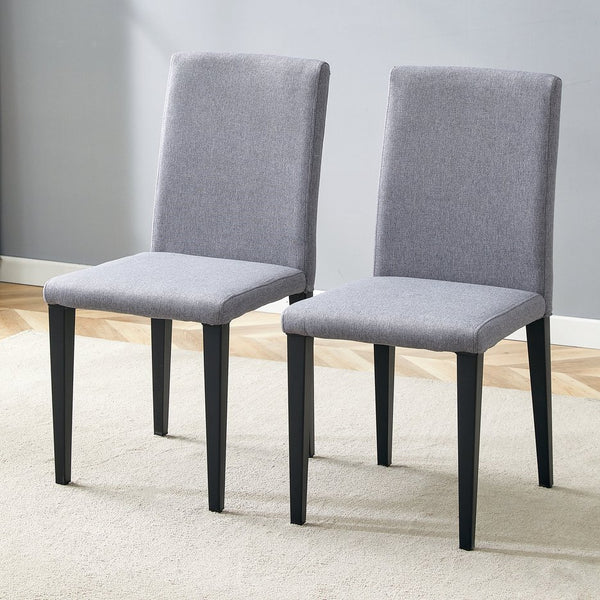 English Elm Two Linen-Cotton Dining Chairs with Sturdy Metal Legs, Breathable Upholstery and Anti-Slip Feet for Comfort and Stability Black,Light Gray W1151P263140