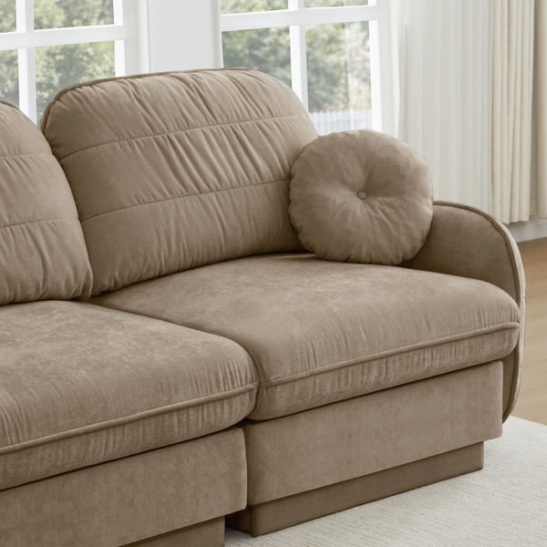 English Elm Chenille Cloud Modular U-shaped Sectional Sofa with Quilted Cushions for Living Room Light Coffee W714S01758