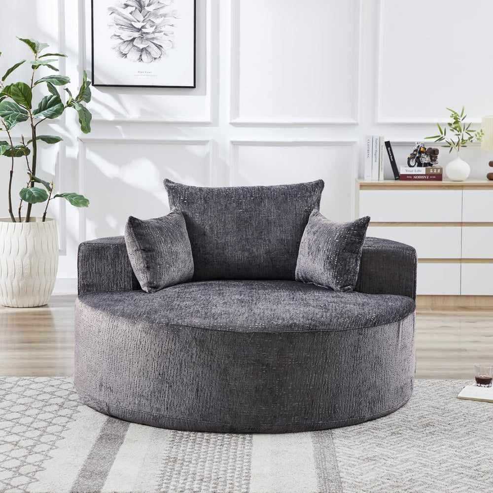 English Elm 55'l Chenille Sleeper Accent Chair Fluffy Cloud Design for Bedroom or Lounge W834P431155