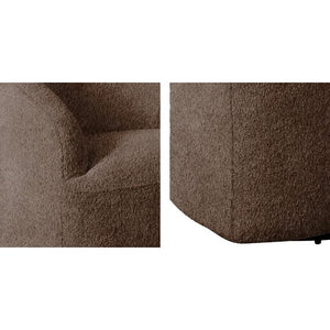 English Elm Upholstered 360 Degree Swivel Chair with Foam Seat, Solid Wood Frame, Metal Ring Legs, Chocolate Finish B035P203222