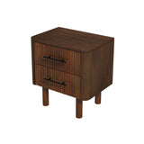 English Elm Ashcroft Furniture - Logan Mid Century Modern Walnut Nightstand Bed Side Tables With 2 Drawers