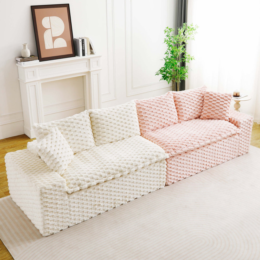 English Elm Luxury Color-Block Turtle Velvet Sofa - Versatile Modular Design For Stylish Living Room Comfort W3371S00044