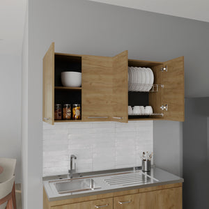 English Elm Wall Cabinet sleek 47.2" W x 23.6" H engineered wood wall-mounted storage with four doors, shelves, organizer and eco-safe compliance Natural Wood 51.18 L x 17.32 W x 7.09 H B097P296839
