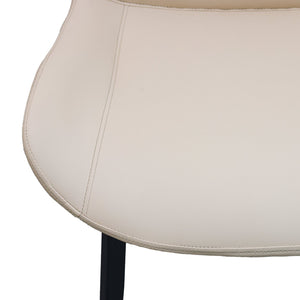 English Elm Beige Pu Leather Dining Chairs Set Of 4 - Modern Metal Legs, Ergonomic Comfort For Home & Office T3967P384332