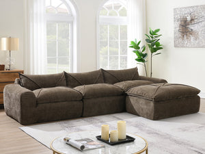 English Elm 116'' Fully Compressed Sofa with Legless Chenille Design, High-Density Comfort, Modular Flexibility and No Assembly Required Brown N723S9707D