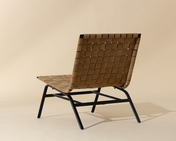 Sunpan Omari Lounge Chair - Handcrafted Light Tan Suede & Black Iron Frame for Unique Style & Comfort