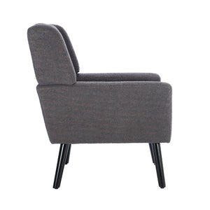 English Elm Modern Pu Leather Ergonomic Accent Chair with Padded Arms and Matte Black Legs Grey W676P172469