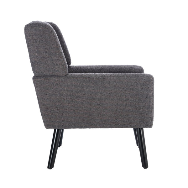 English Elm Modern Pu Leather Ergonomic Accent Chair with Padded Arms and Matte Black Legs Grey W676P172469