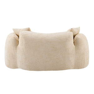 English Elm Beige Curved Two-Person Sofa with Chenille Fabric, Foam+Spring Support, 2 Pillows, Space-Saving Design W3612P350752