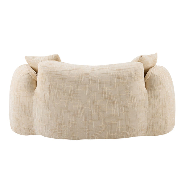 English Elm Beige Curved Two-Person Sofa with Chenille Fabric, Foam+Spring Support, 2 Pillows, Space-Saving Design W3612P350752