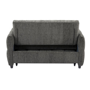 English Elm 52.8" Loveseat Sofa Pull-Out Bed with Adjustable Backrest, Tufted Chenille, 3 USB Ports & Pillows Grey N719S001710E
