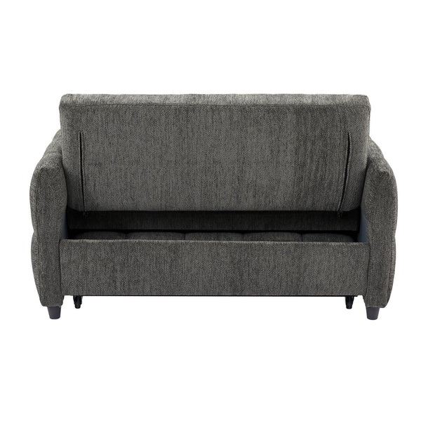 English Elm 52.8" Loveseat Sofa Pull-Out Bed with Adjustable Backrest, Tufted Chenille, 3 USB Ports & Pillows Grey N719S001710E