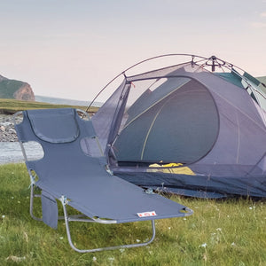 English Elm Outsunny Adjustable Folding Beach Lounge Chair With Face Hole & Arm Slots For Ultimate Relaxation W2225P229402-GIGA