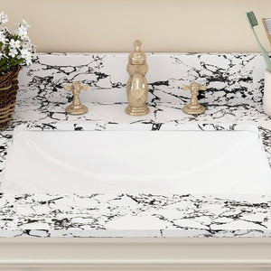 English Elm 31"X22" Bathroom Vanity Top With Undermount Sink, Panda White Artificial Marble, 3 Faucet Holes W509P362104