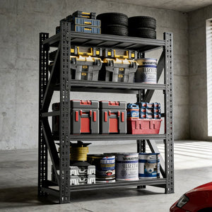 English Elm Heavy Steel Garage Shelving Unit Industrial Storage Rack 4000 Lb Welded Frame T2398P480396