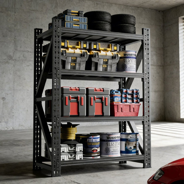 English Elm Heavy Steel Garage Shelving Unit Industrial Storage Rack 4000 Lb Welded Frame T2398P480396