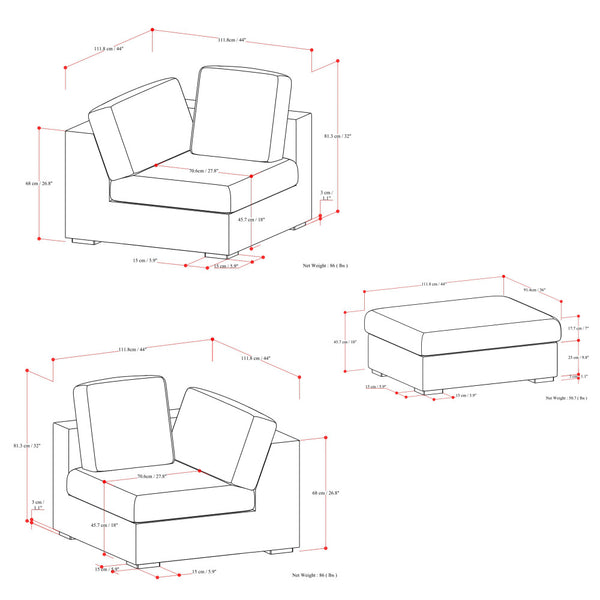 English Elm Jasmine 2-Piece Sofa & Ottoman Set - Modern Comfort, Durable Craftsmanship, Perfect For Living Rooms B136P199255