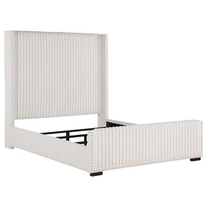 English Elm Ian Wingback Queen Bed Channel Tufted Headboard Nailhead Trim Glam Upholstered Frame B062P447939