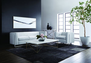 Sunpan SKYY Marble Coffee Table - Elegant Rectangular Design with Antique Brass Base for Modern Spaces 102387