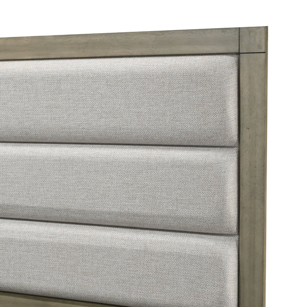 English Elm White Eastern King Panel Bed Wave Texture Headboard Solid Wood Contemporary Frame B2741S00918