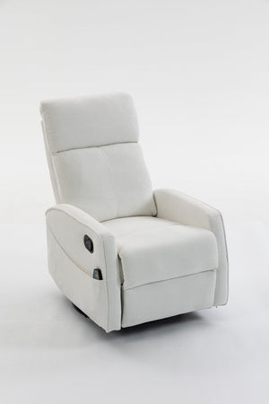 English Elm Short Plush Swivel Recliner Armchair with 360 Degree Rotation for Living Room Cream White W547P437353
