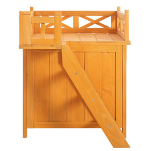 English Elm Weatherproof Pine Wood Catio Outdoor Cat Enclosure with Platforms Ramps and Pvc Roof N843MP003N