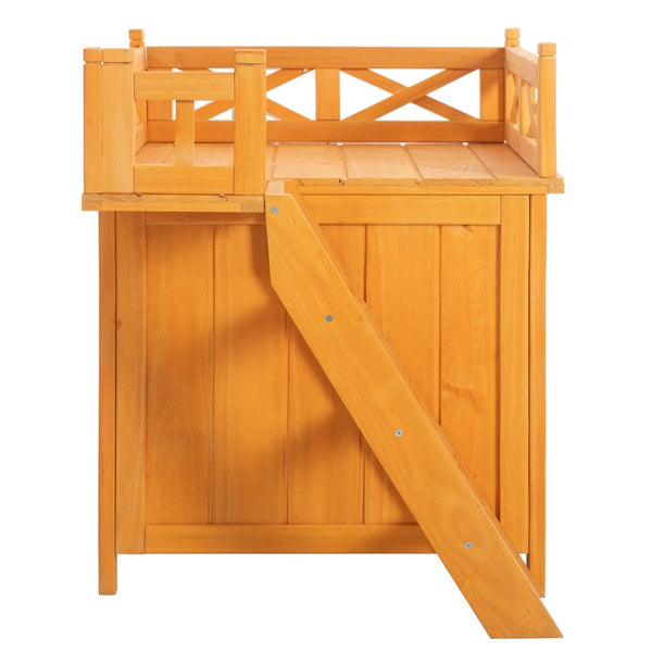 English Elm Weatherproof Pine Wood Catio Outdoor Cat Enclosure with Platforms Ramps and Pvc Roof N843MP003N