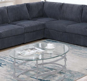 English Elm Elegant Plush 4-Pc Sectional Sofa Set with Corduroy Upholstery Spacious L-Shaped Lounge for 5 Dark Gray 54 L x 39 W x 27 H B011S01748