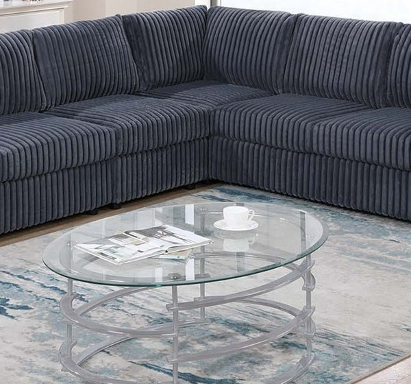 English Elm Elegant Plush 4-Pc Sectional Sofa Set with Corduroy Upholstery Spacious L-Shaped Lounge for 5 Dark Gray 54 L x 39 W x 27 H B011S01748