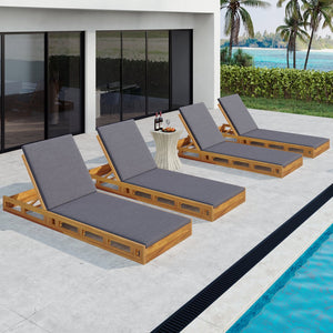 English Elm Christopher Knight Home® - Lounge Chaise Set - Elegant Acacia Wood With Water-Resistant Cushions For Ultimate Outdoor Comfort N770P272405T_N770P253018G