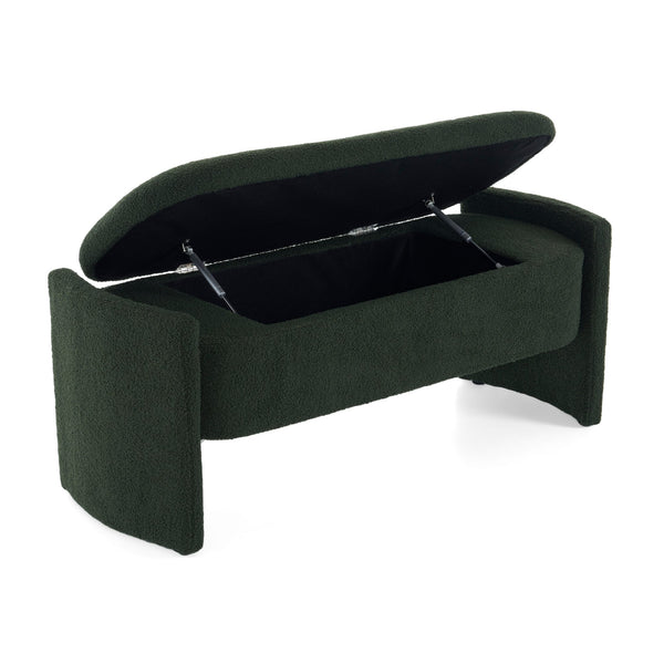 English Elm Christopher Knight Home® - Elegant Upholstered Storage Ottoman with Flip-Top Lid, Wood Frame & Metal Feet, 300lb Capacity, Versatile Seating and Decluttering Solution for Living Rooms Dark Green N769P227979M
