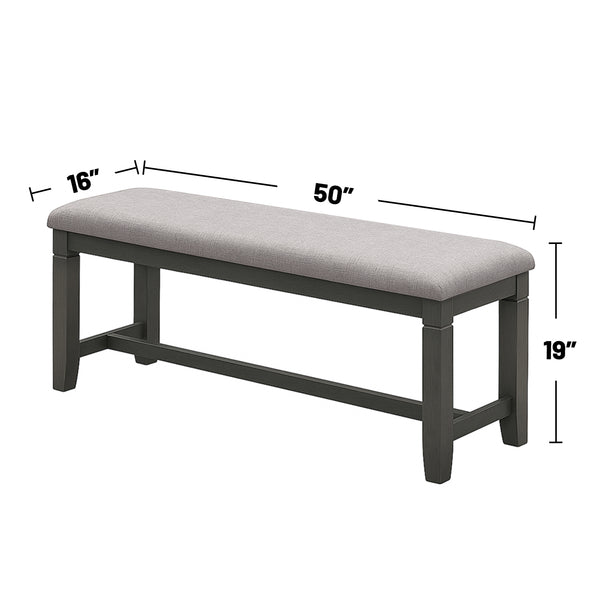 English Elm Dasher Grey 6-Piece Wood Dining Set with Textured Finish and Light Grey Upholstered Seats, Cozy Charm B016S00009