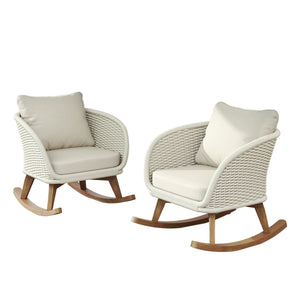 English Elm Christopher Knight Home® - [Set of 2] 29.5" Contemporary Minimalist Wicker Rocking Chair with Plush Polyester Cushions & Solid Wood Frame Beige+Natural N767P305079A_2
