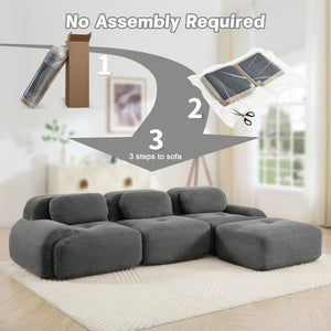 English Elm L-shaped Modular Corduroy Sectional Sofa Ergonomic Low Profile Living Room Seating Grey W714S01267